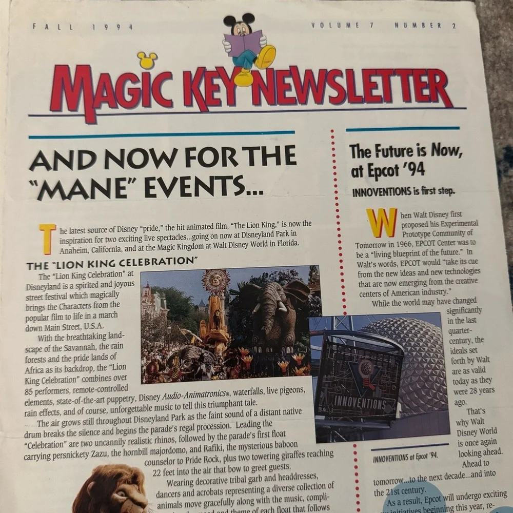 Disney Magic Key Newsletter Lot of 4 Issues 1994 & 1995‎ Vintage